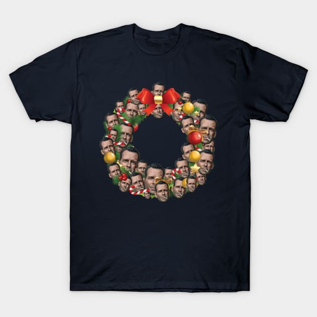 John McClane Die Hard Multiface Christmas Wreath T-Shirt by Rebus28